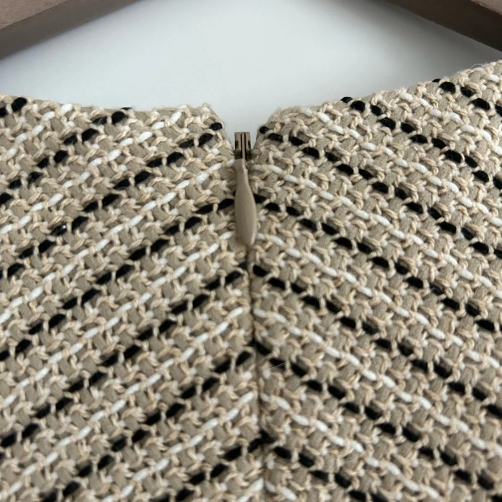 J Crew Tweed Dress Tan Black Size 6